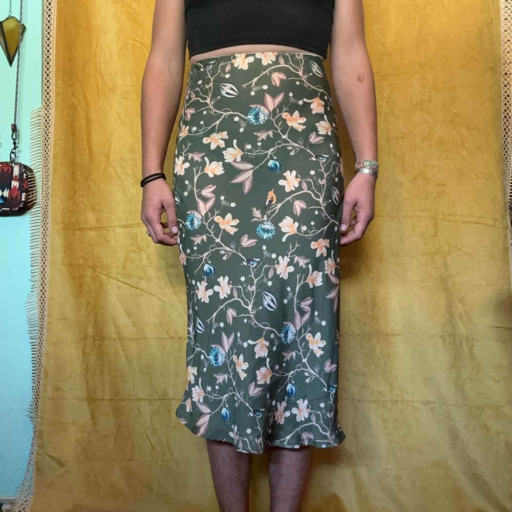 Silk mid length urban outfitters skirt